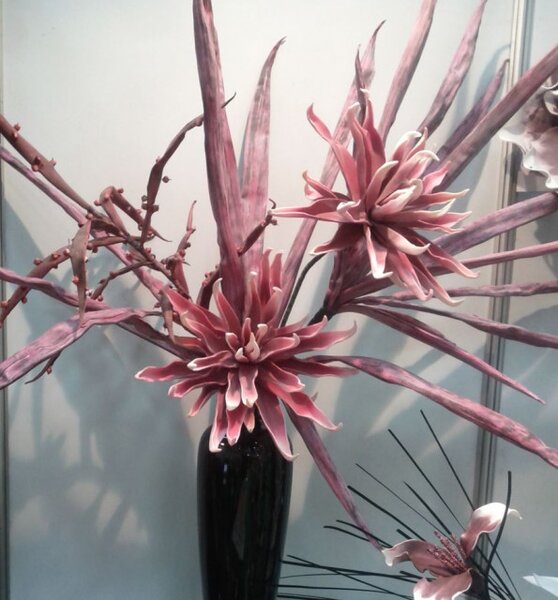 Planta decorativa artificiala frunze cactus roz intens H90cm