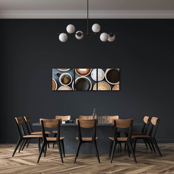Impresi Tablou Coffee types - 90 x 30 cm (3-piese)