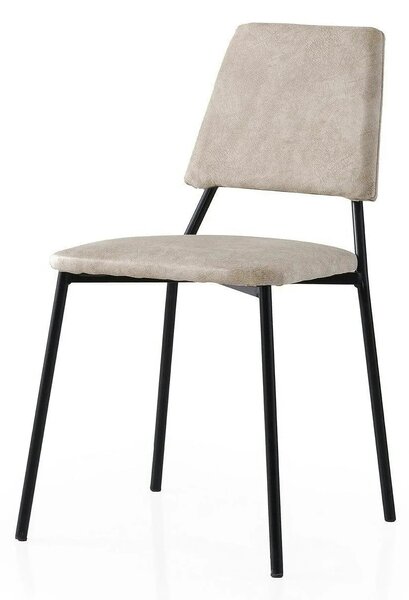Set 2 scaune LIMA 4551 V2, bej deschis/negru, stofa catifelata/metal