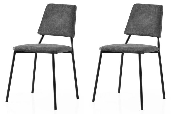 Set 2 scaune LIMA 4554 V2, gri antracit/negru, stofa catifelata/metal