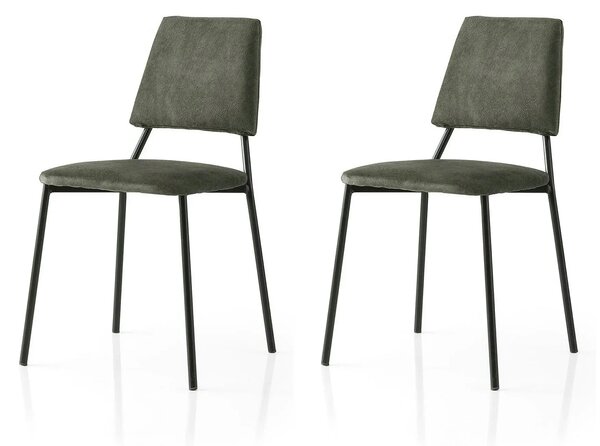 Set 2 scaune LIMA 4553 V2, gri inchis/negru, stofa catifelata/metal, 4