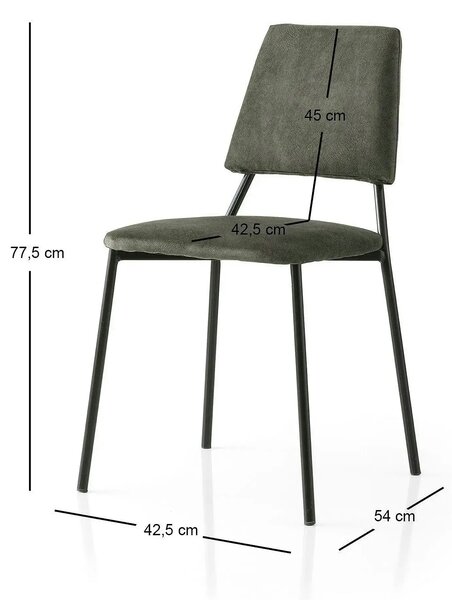 Set 2 scaune LIMA 4553 V2, gri inchis/negru, stofa catifelata/metal, 4