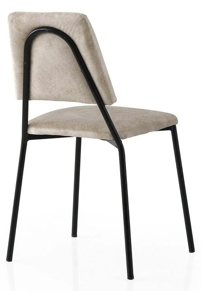 Set 2 scaune LIMA 4551 V2, bej deschis/negru, stofa catifelata/metal