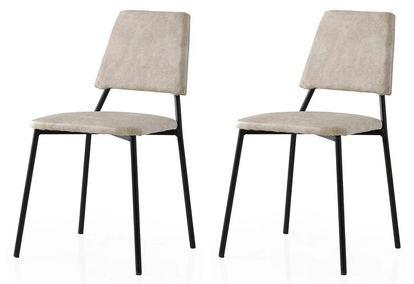 Set 2 scaune LIMA 4551 V2, bej deschis/negru, stofa catifelata/metal