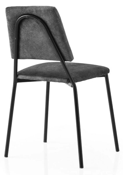 Set 2 scaune LIMA 4554 V2, gri antracit/negru, stofa catifelata/metal