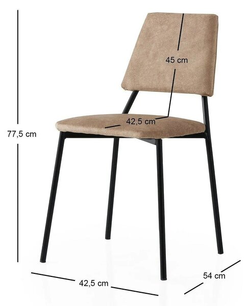 Set 2 scaune LIMA 4552 V2, bej/negru, stofa catifelata/metal, 43x54x78