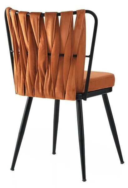 Set 4 scaune KUSAKLI 224 V4, caramiziu/negru, stofa catifelata/metal