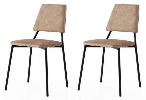 Set 2 scaune LIMA 4552 V2, bej/negru, stofa catifelata/metal, 43x54x78