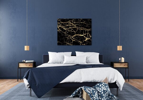 Impresi Tablou Marble black and gold - 90 x 70 cm