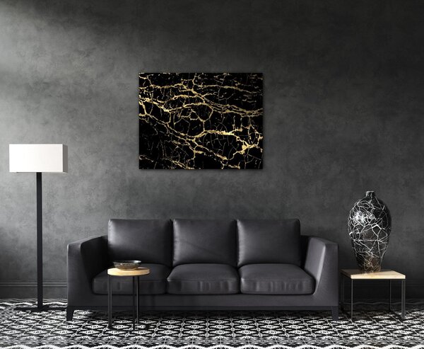 Impresi Tablou Marble black and gold - 90 x 70 cm