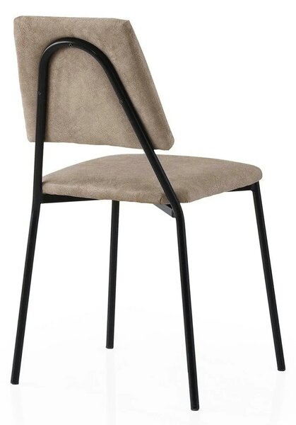 Set 2 scaune LIMA 4552 V2, bej/negru, stofa catifelata/metal, 43x54x78