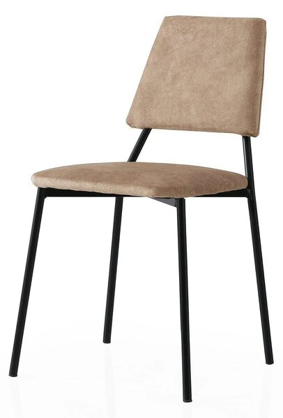 Set 2 scaune LIMA 4552 V2, bej/negru, stofa catifelata/metal, 43x54x78