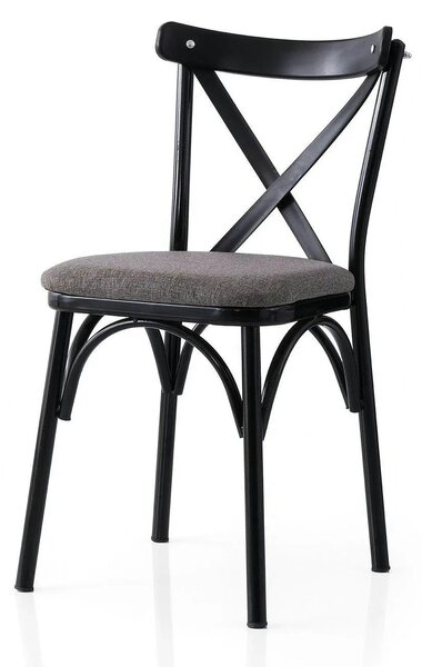 Set 2 scaune EKOL 291 V2, gri inchis/negru, stofa clasica/metal, 42x40