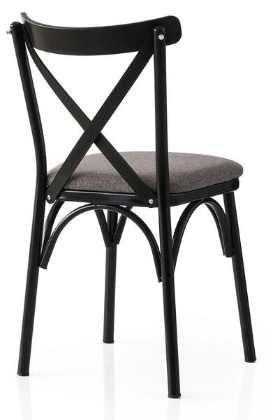 Set 2 scaune EKOL 291 V2, gri inchis/negru, stofa clasica/metal, 42x40