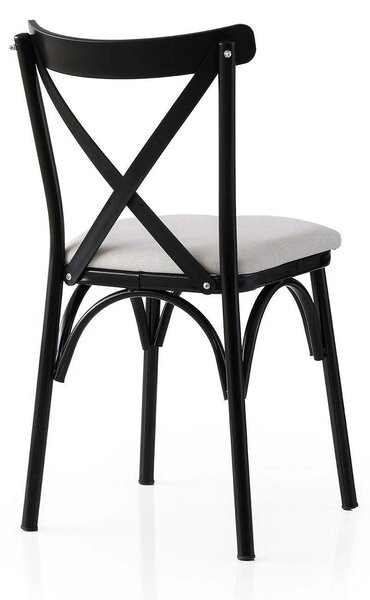 Set 2 scaune EKOL 286 V2, alb/negru, stofa clasica/metal, 42x40x81 cm
