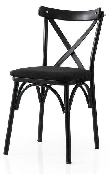 Set 2 scaune EKOL 290 V2, negru, stofa clasica/metal, 42x40x81 cm