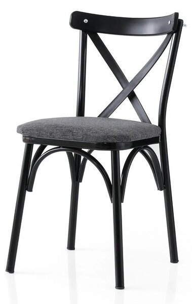 Set 2 scaune EKOL 288 V2, gri/negru, stofa clasica/metal, 42x40x81 cm