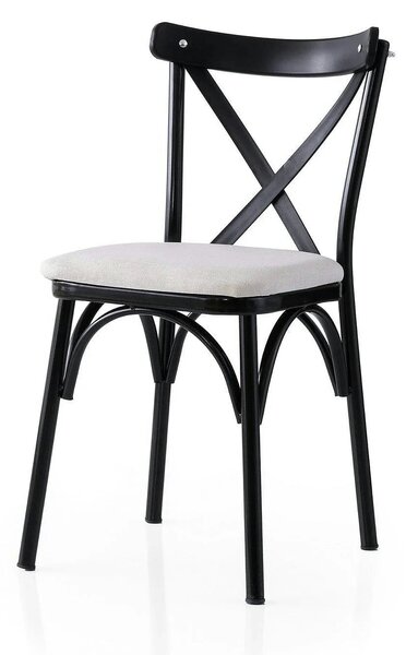 Set 2 scaune EKOL 286 V2, alb/negru, stofa clasica/metal, 42x40x81 cm