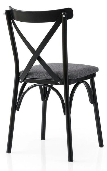Set 2 scaune EKOL 288 V2, gri/negru, stofa clasica/metal, 42x40x81 cm