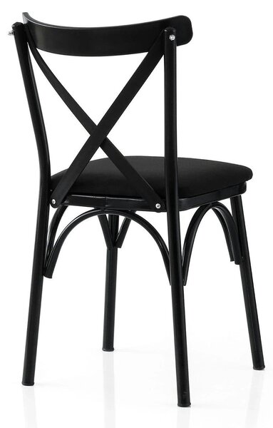 Set 2 scaune EKOL 290 V2, negru, stofa clasica/metal, 42x40x81 cm