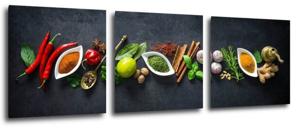 Impresi Tablou Flavorings and spice - 90 x 30 cm (3-piese)