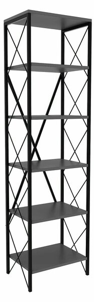 Etajera SUADIYE, gri antracit/negru, PAL melaminat/metal, 50x30x180 cm