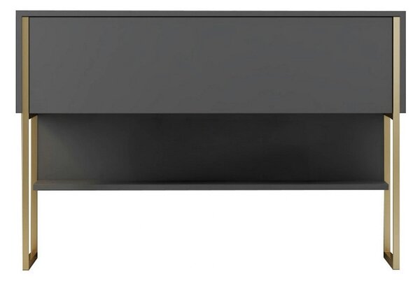 Consola LUXE, gri antracit/auriu, PAL melaminat/metal, 120x30x80 cm