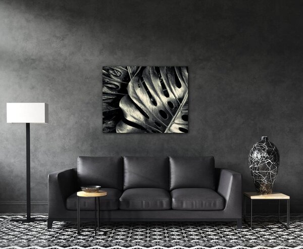 Impresi Tablou Black and white leafs - 90 x 70 cm
