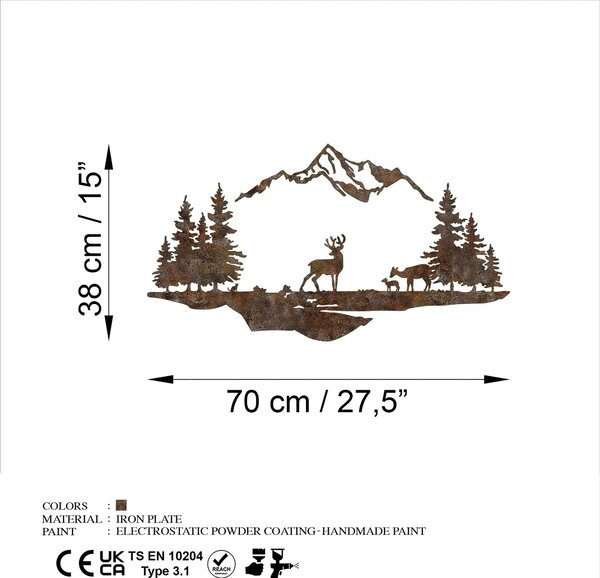Decoratiune perete RUSTY LANDSCAPE 1, maro, metal, 70x38 cm