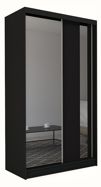 Dulap cu uși glisante si oglindă GAJA, 150x216x61, negru