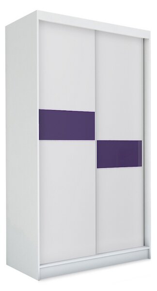 Dulap cu uși glisante ADRIANA, 150x216x61, alb/sticlă violet