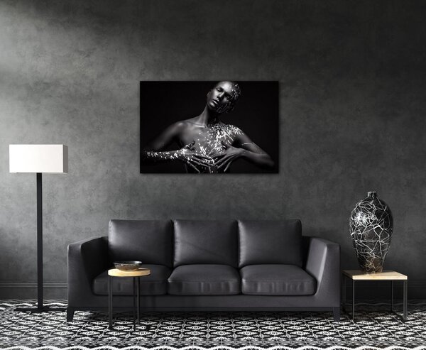 Impresi Tablou Woman portrait black silver - 60 x 40 cm