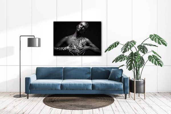 Impresi Tablou Woman portrait black silver - 70 x 50 cm