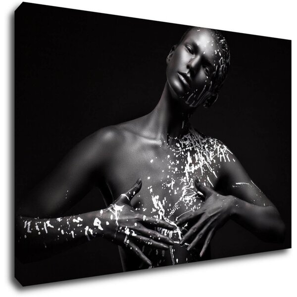 Impresi Tablou Woman portrait black silver - 60 x 40 cm