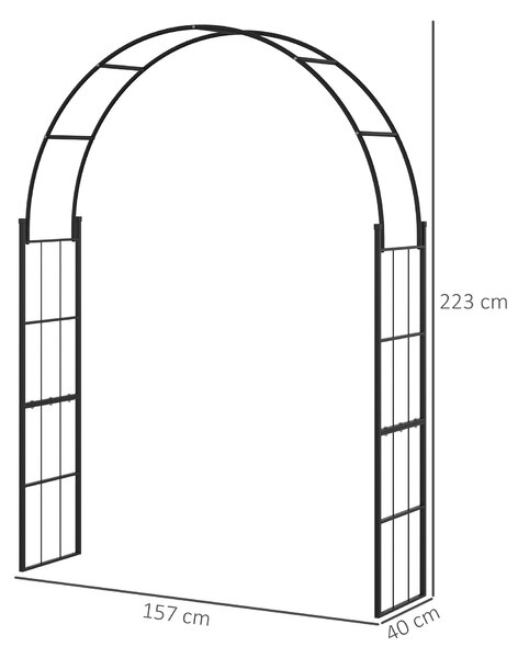 Outsunny Pergolă de Grădină pentru Cățărare Viță de Vie și Plante, 157x40x223 cm, Negru | Aosom Romania