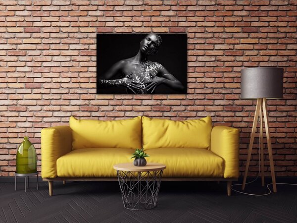 Impresi Tablou Woman portrait black silver - 60 x 40 cm