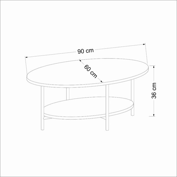 Masuta cafea ELIS, bej cu efect de marmura, PAL melaminat, 90x60x36 cm