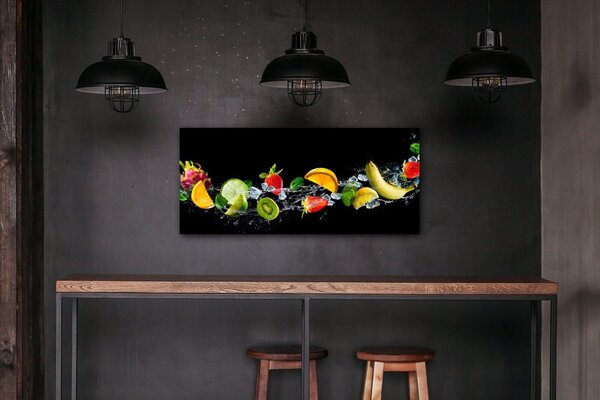Impresi Tablou Fruit black background - 90 x 40 cm
