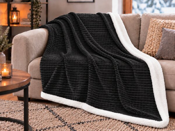 Patura imitatie de miel BRICKY, neagra Dimensiuni: 150 x 200 cm