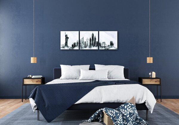 Impresi Tablou New York panorama - 90 x 30 cm (3-piese)