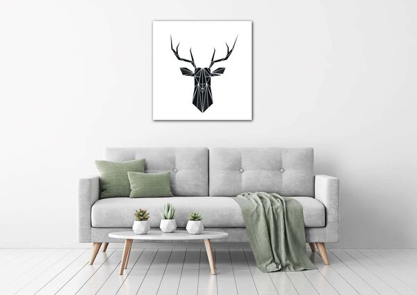 Impresi Tablou Abstract deer black and white background - 40 x 40 cm