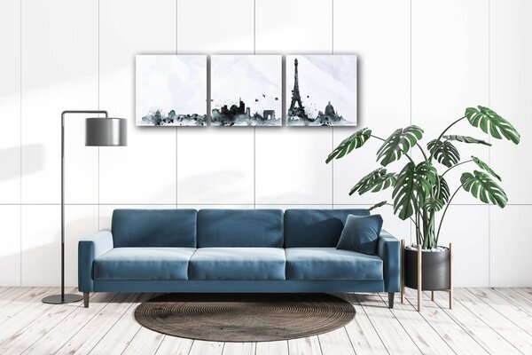 Impresi Tablou Paris panorama - 90 x 30 cm (3-piese)