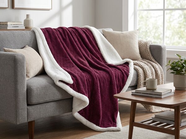 Patura imitatie de miel VELVORA, mov inchis Dimensiuni: 150 x 200 cm
