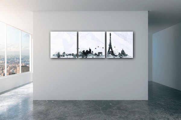 Impresi Tablou Paris panorama - 90 x 30 cm (3-piese)