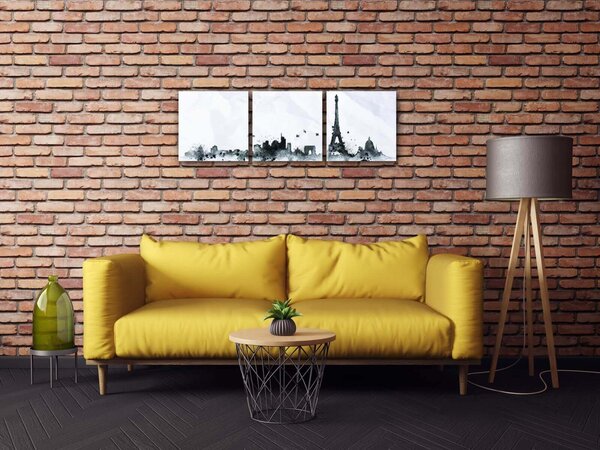 Impresi Tablou Paris panorama - 90 x 30 cm (3-piese)