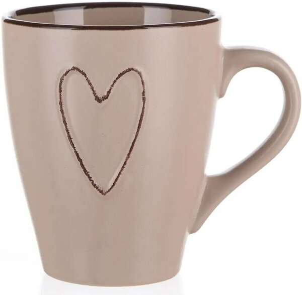 Cană din ceramică BanquetHEART 310 ml,6 buc, bej