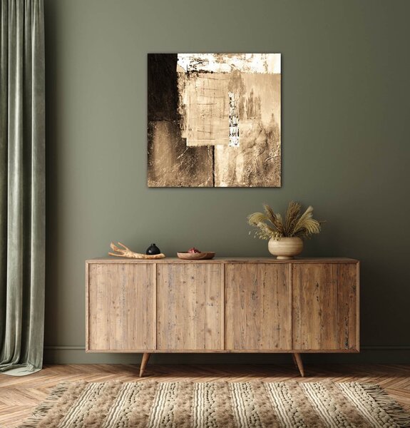 Impresi Tablou Beige gold abstract square - 40 x 40 cm