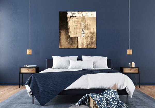Impresi Tablou Beige gold abstract square - 40 x 40 cm