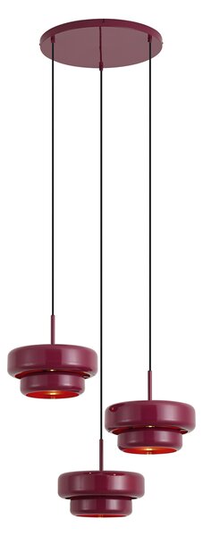 Retro Pendant Lamp Plum with Metal Shade 3-Light - Ophelia