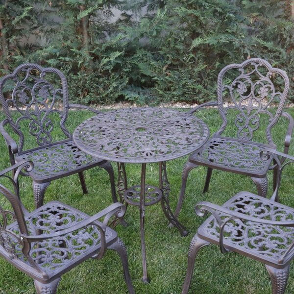 Set mobilier grădină din aluminiu cu 4 scaune Silva, maro